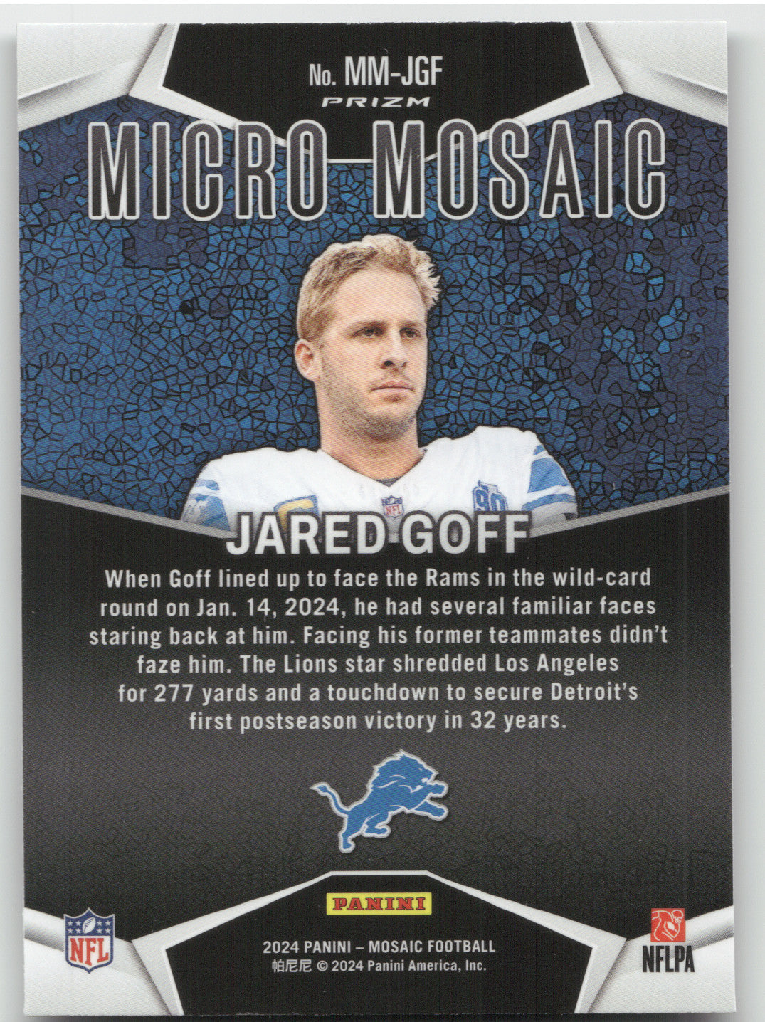 2024 Panini Mosaic Prizm Micro-Mosaic Jared Goff #MM-JGF