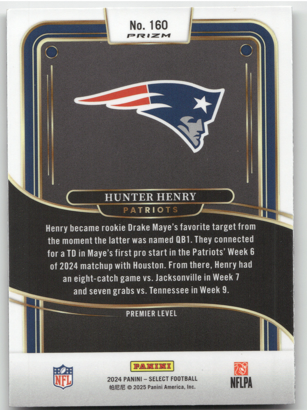 2025 Panini Select Prizm Hunter Henry #160 Zebra