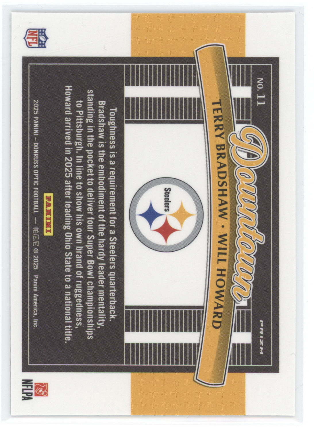 2025 Panini Donruss Optic Prizm Downtown Will Howard Terry Bradshaw #11