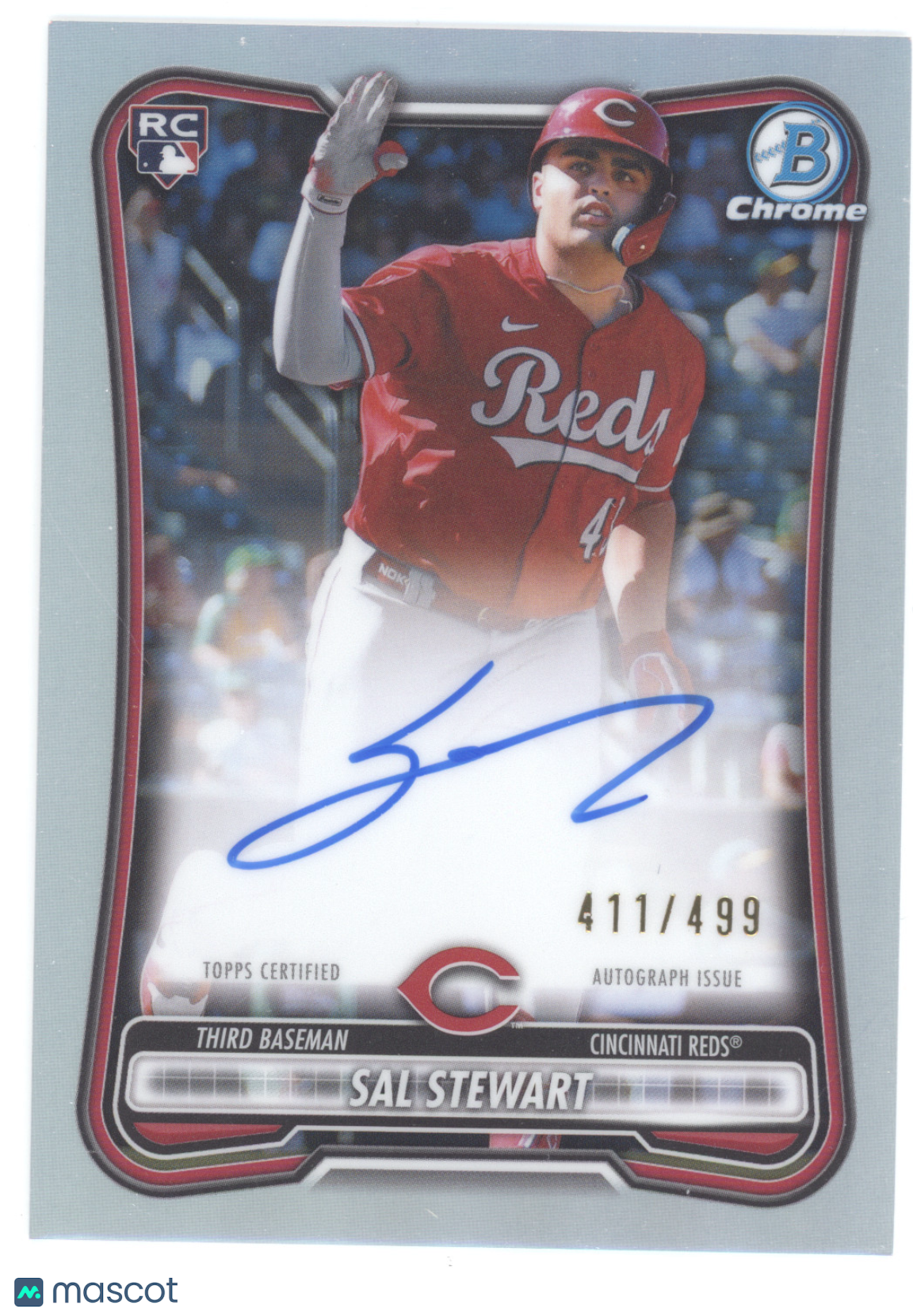 2026 Topps Bowman Chrome Sal Stewart #CRA-SS Refractor Auto 411/499 RC