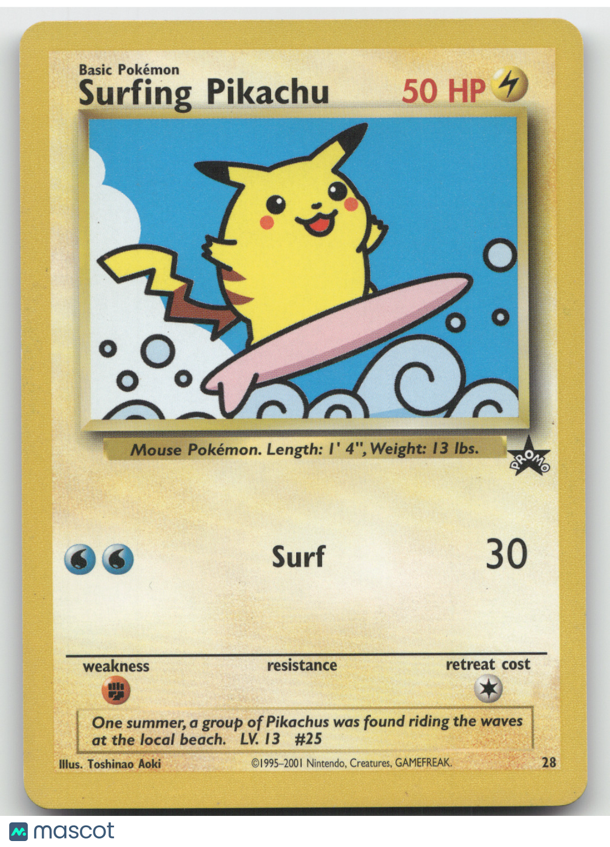 2001 Wizards Surfing Pikachu Black Star Promo #28