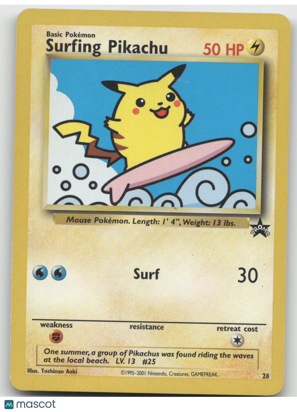 2001 Wizards Surfing Pikachu Black Star Promo #28