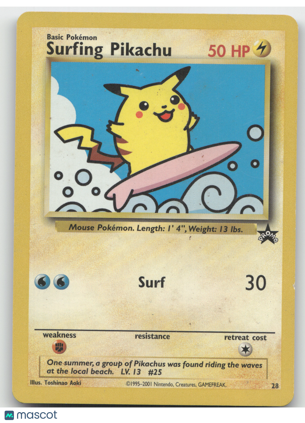 2001 Wizards Surfing Pikachu Black Star Promo #28