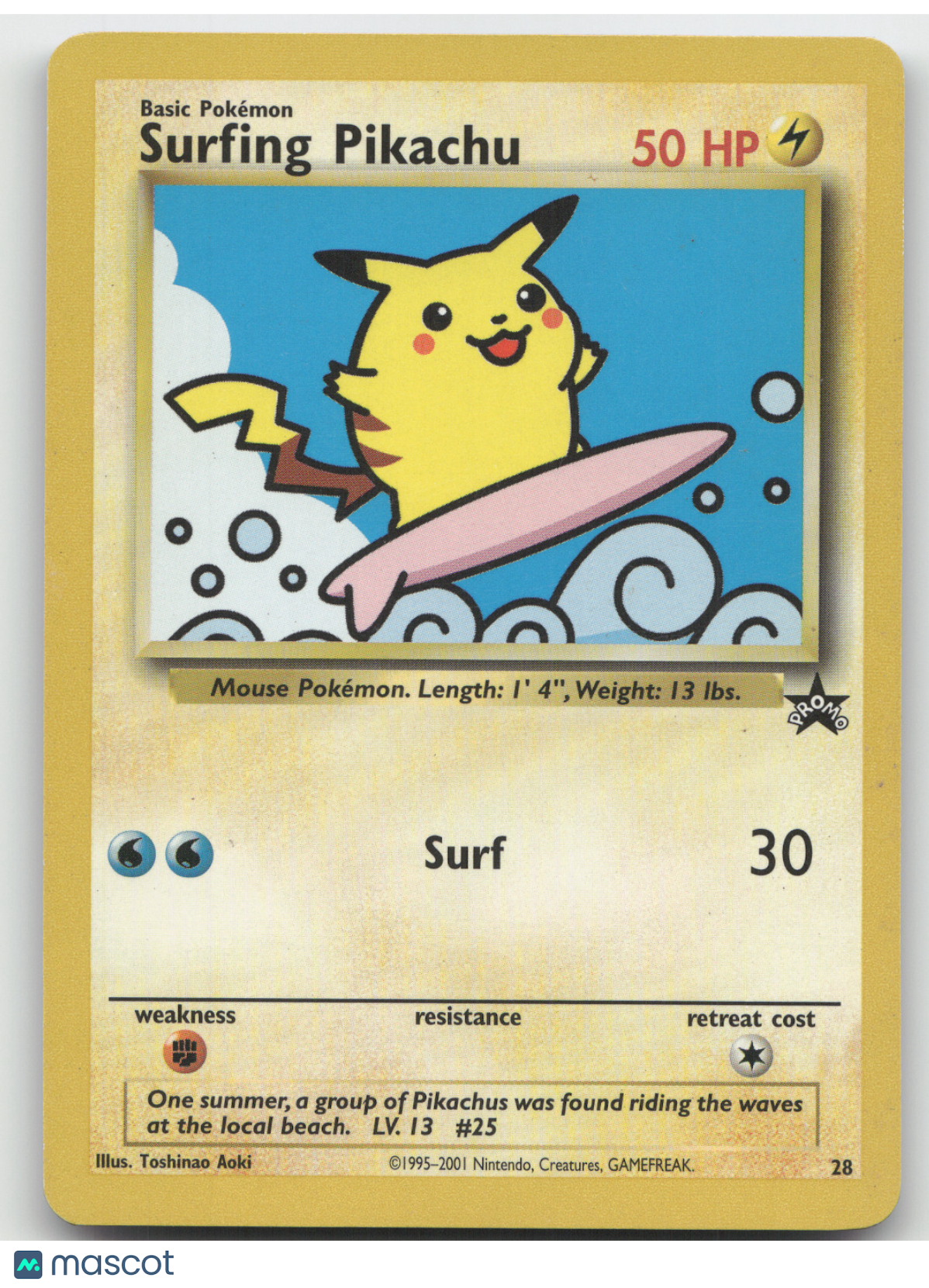 2001 Wizards Surfing Pikachu Black Star Promo #28
