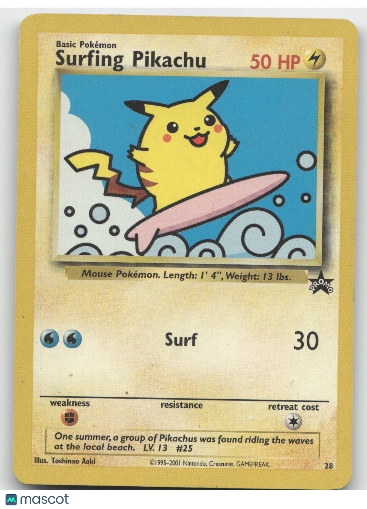 2001 Wizards Surfing Pikachu Black Star Promo #28