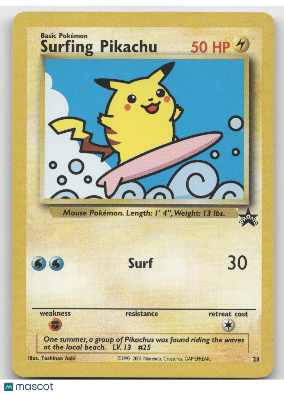 2001 Wizards Surfing Pikachu Black Star Promo #28