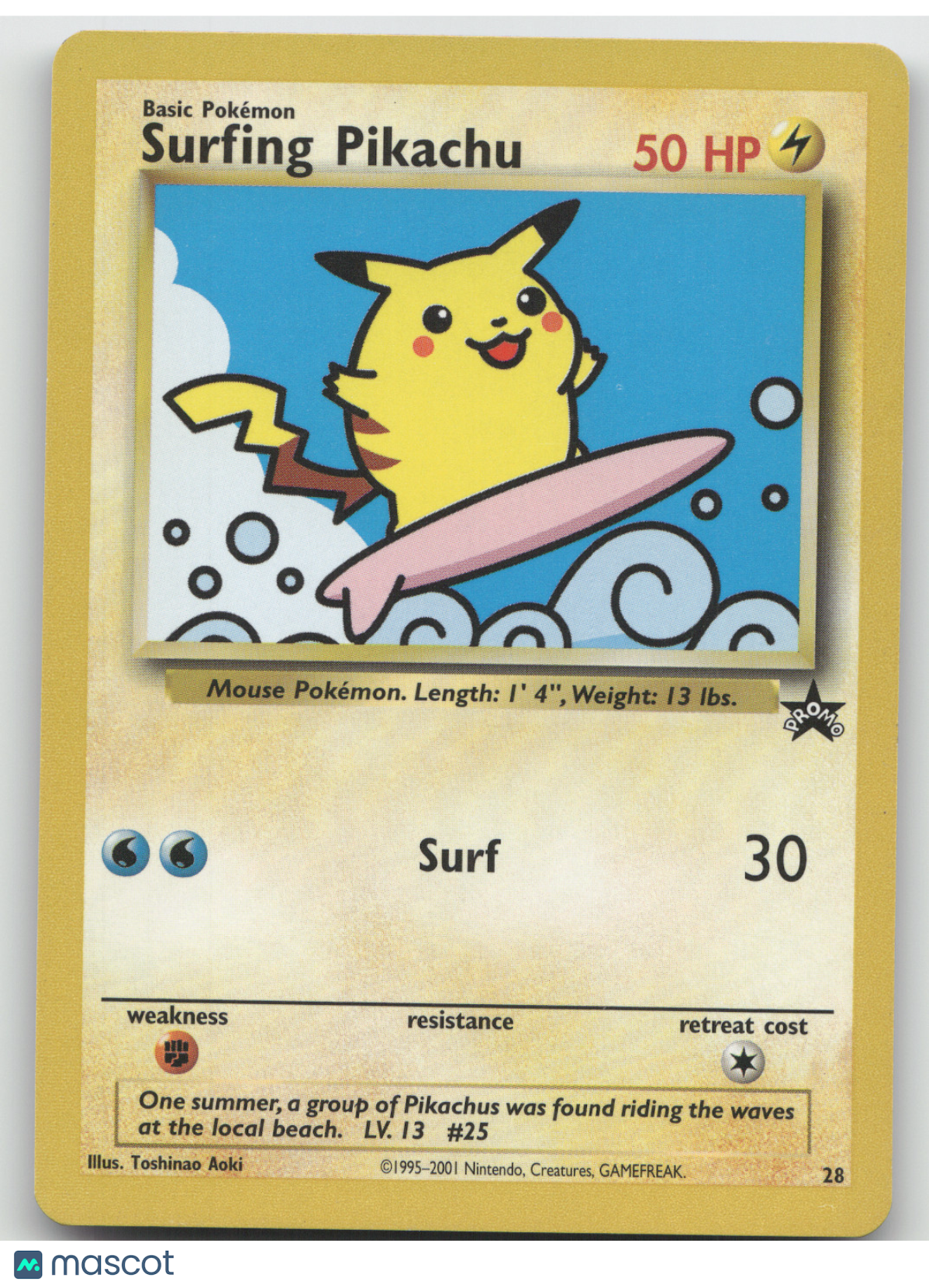 2001 Wizards Surfing Pikachu Black Star Promo #28