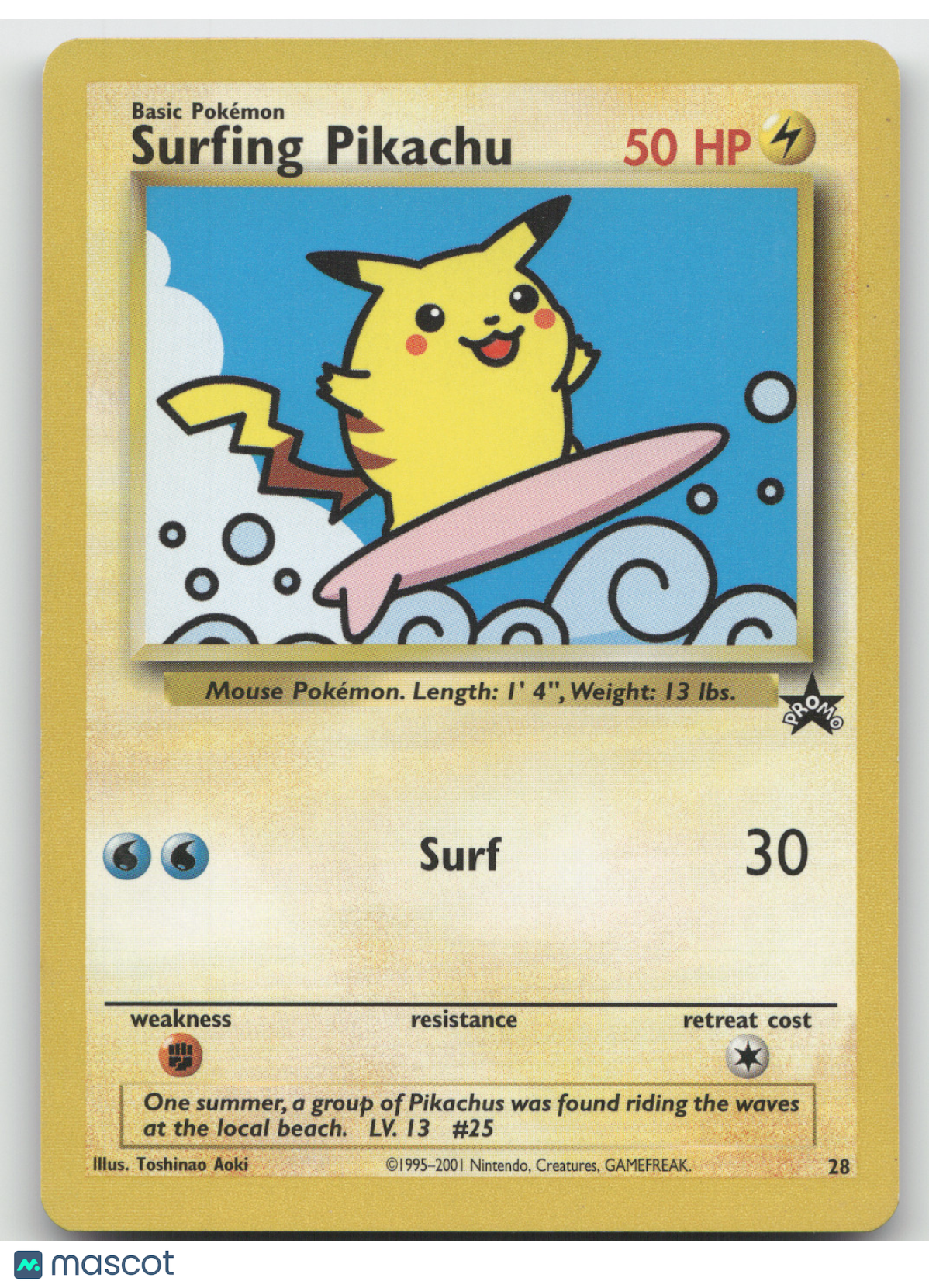 2001 Wizards Surfing Pikachu Black Star Promo #28