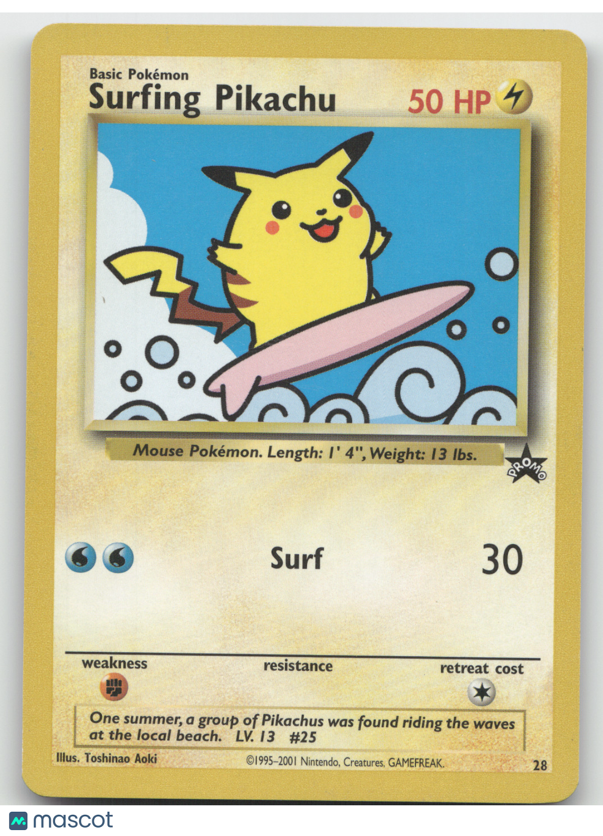 2001 Wizards Surfing Pikachu Black Star Promo #28