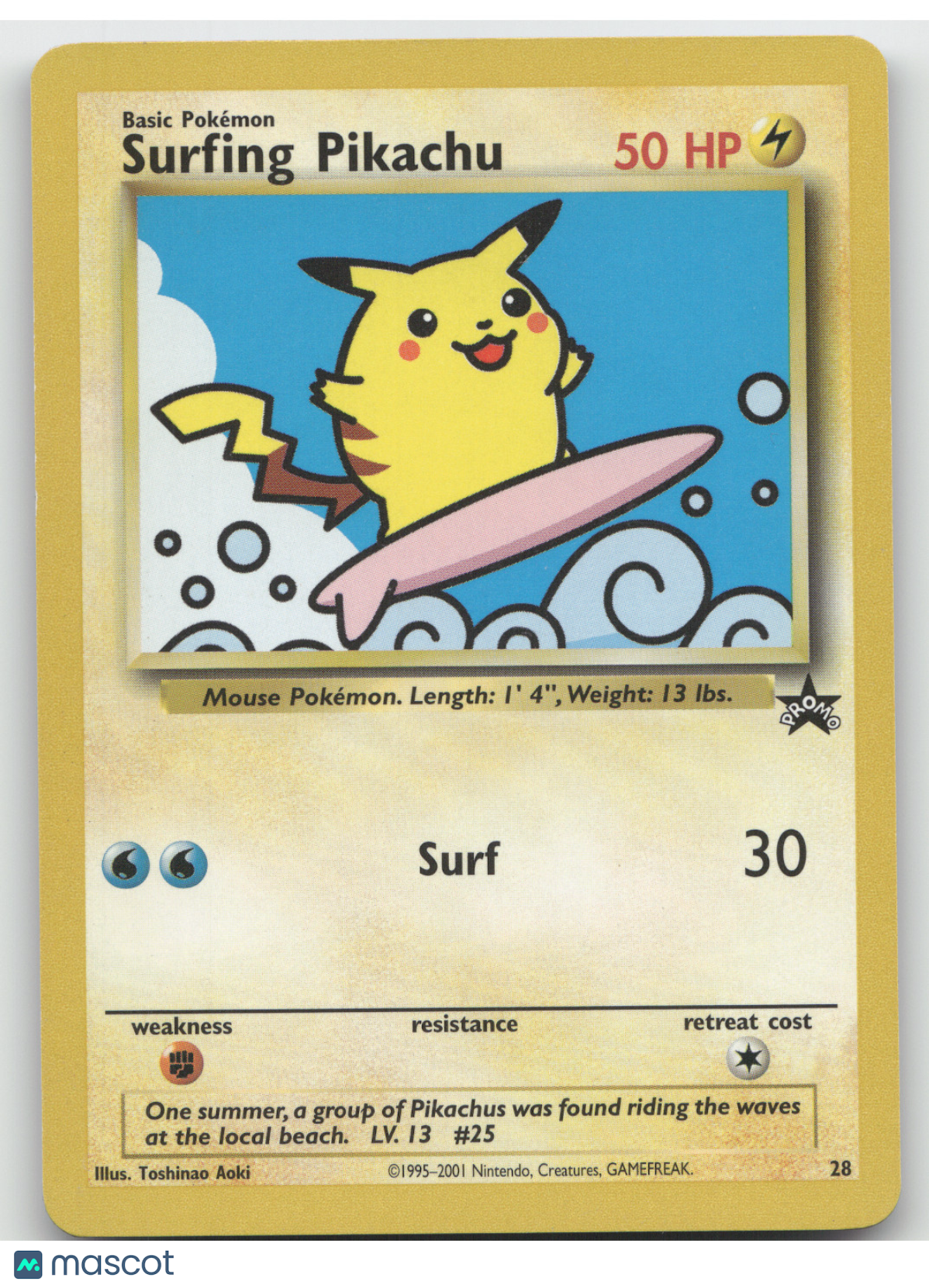 2001 Wizards Surfing Pikachu Black Star Promo #28