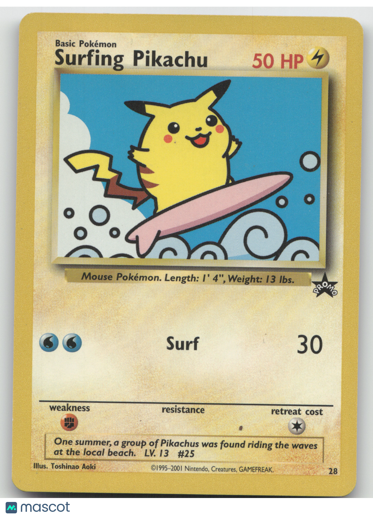 2001 Wizards Surfing Pikachu Black Star Promo #28