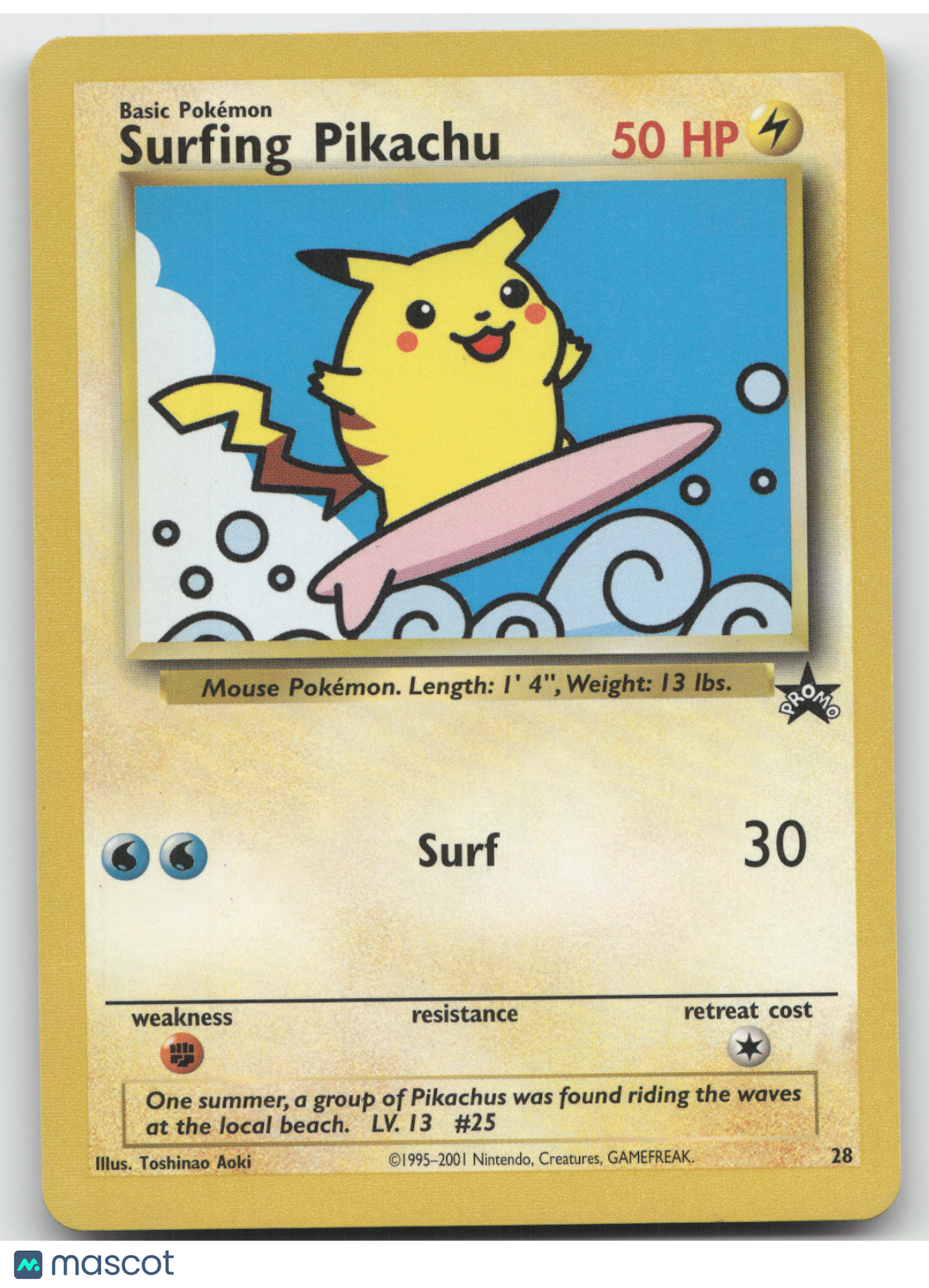 2001 Wizards Surfing Pikachu Black Star Promo #28