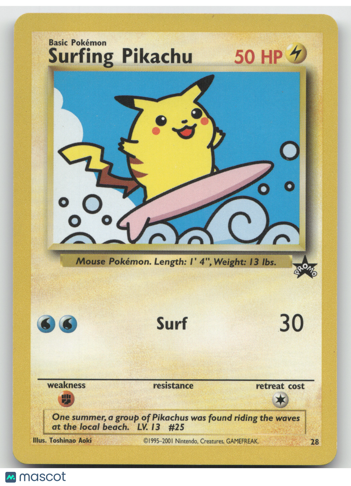 2001Wizards Surfing Pikachu Black Star Promo #28