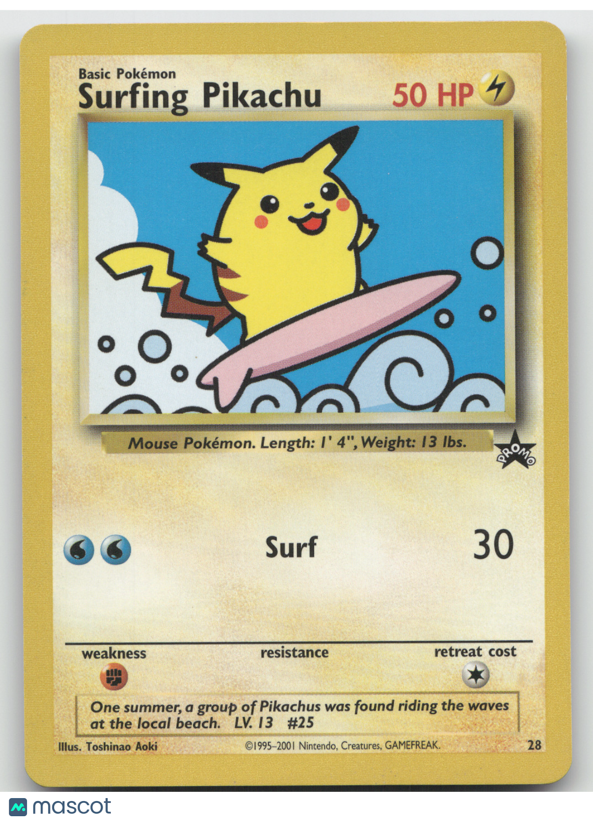 2001 Wizards Surfing Pikachu Black Star Promo #28