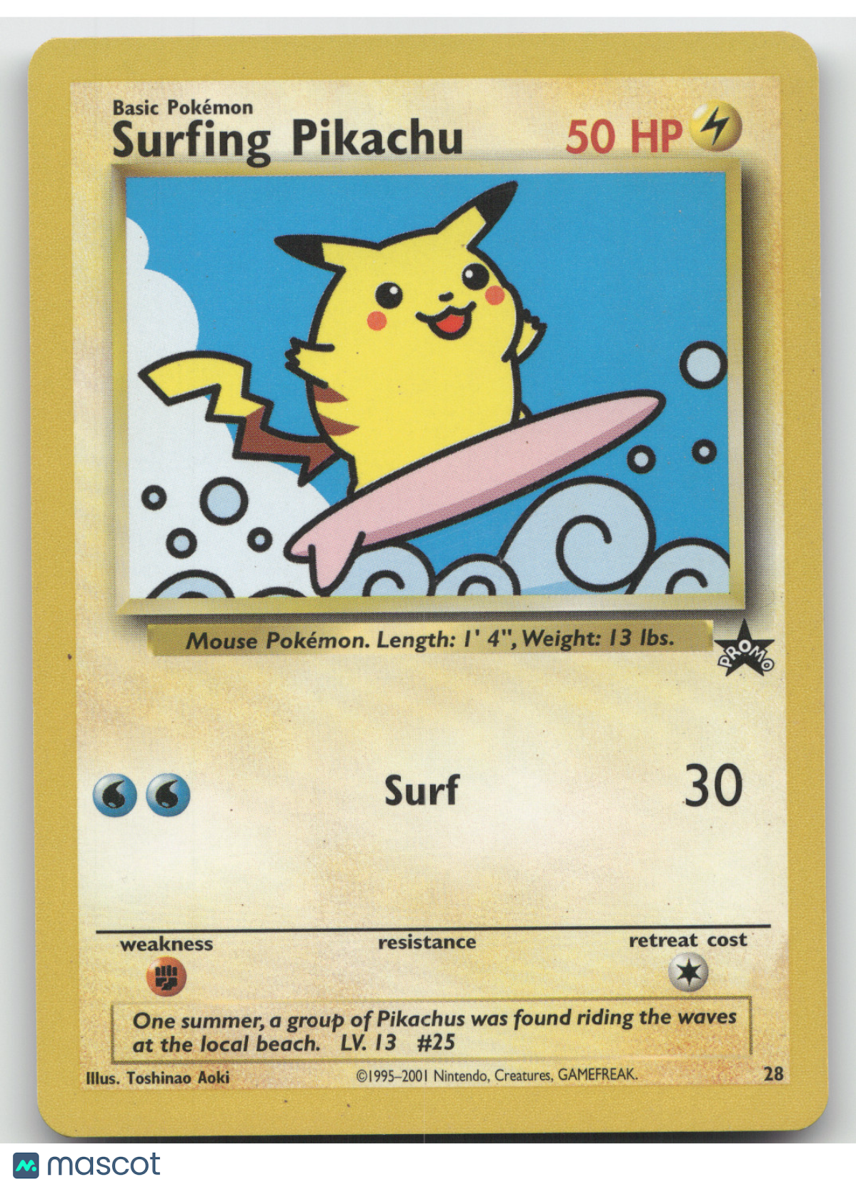 2001 Wizards Surfing Pikachu Black Star Promo #28