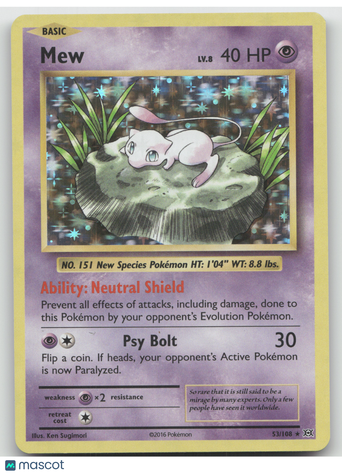 2016 Evolutions Mew Holo Rare #53/108