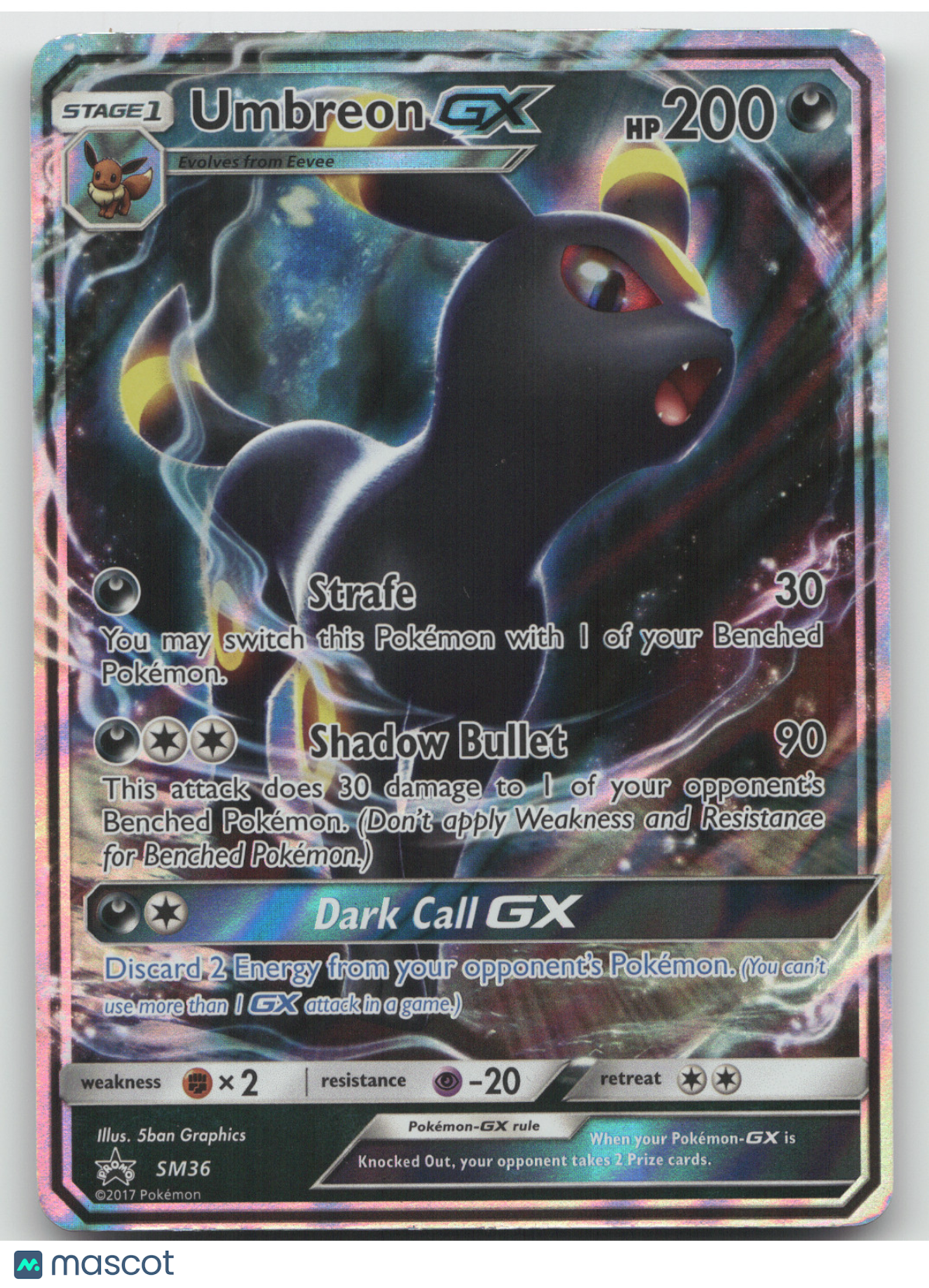 2017 Sun & Moon Umbreon GX Black Star Promo #SM36