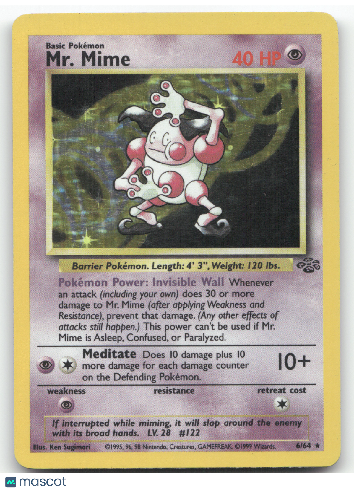 1999 Jungle Mr. Mime Holo Rare #6/64