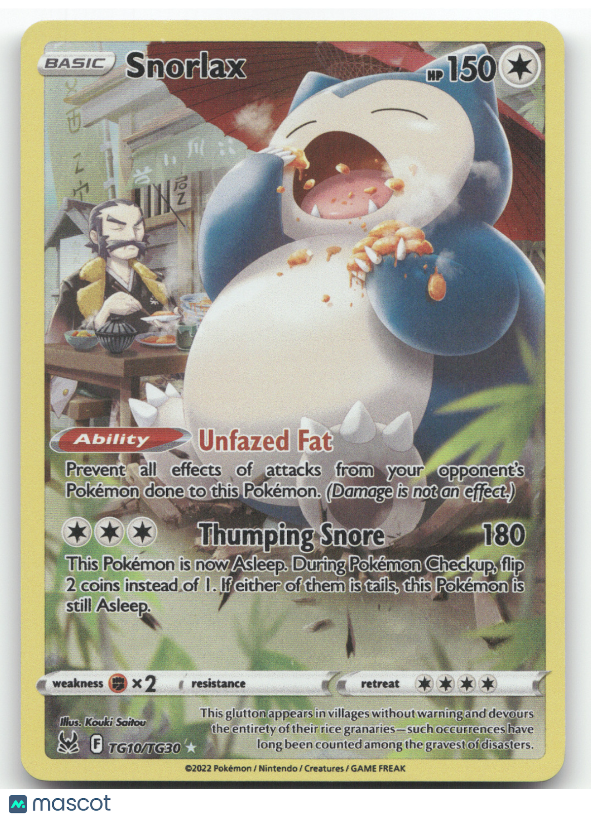 2022 Lost Origin Snorlax Holo Rare #TG10/TG30