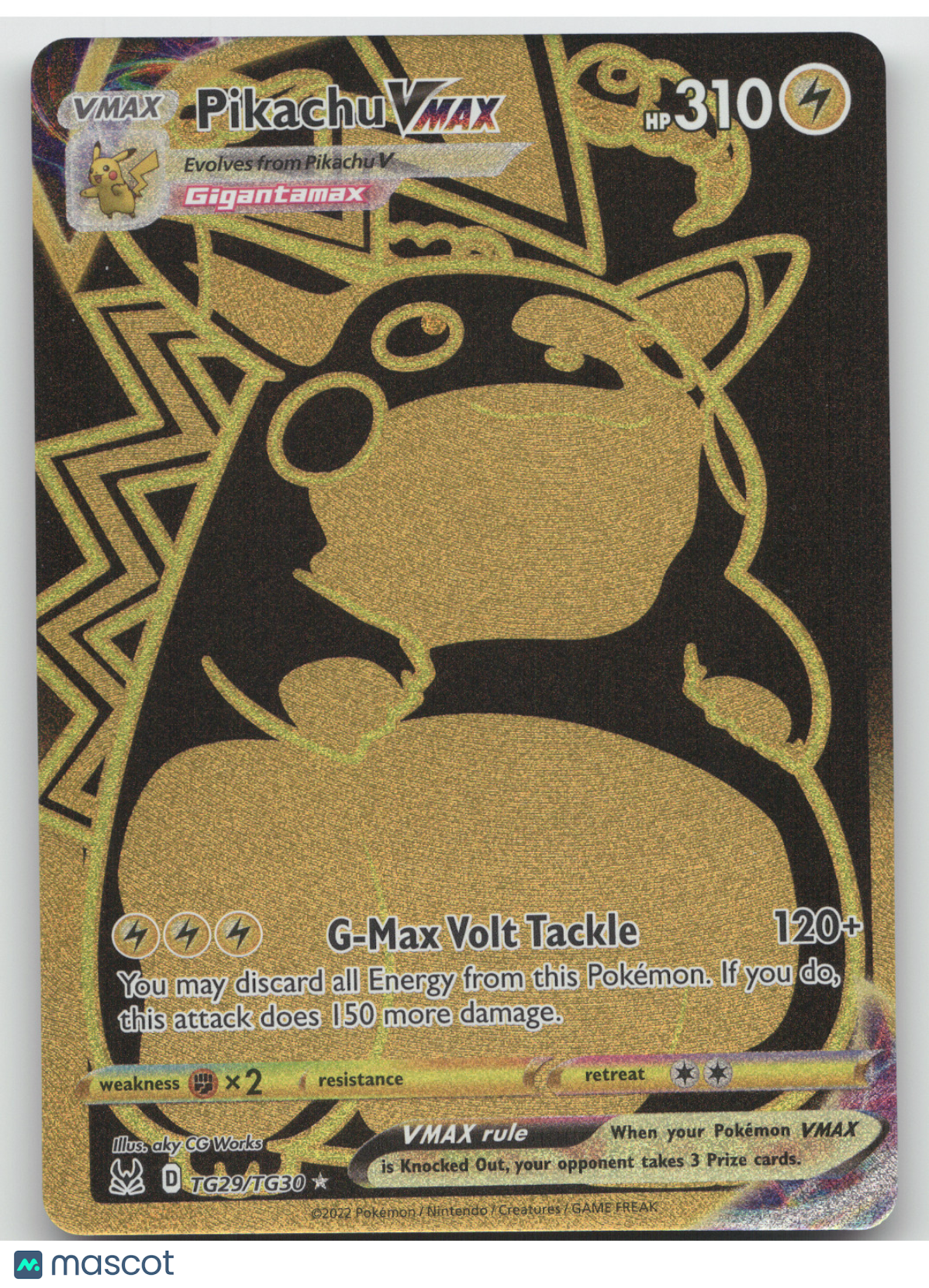 2022 Lost Origin Pikachu VMAX Gold Rare #TG29/TG30