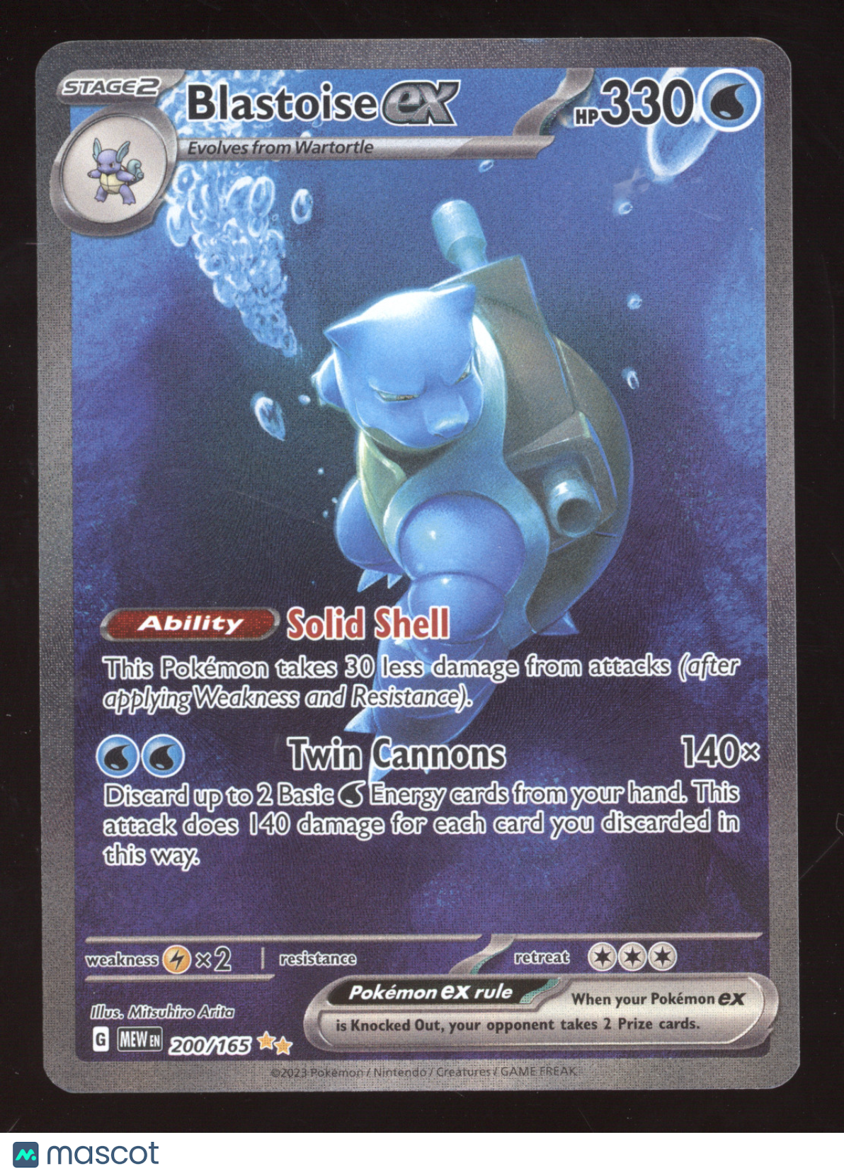 2023 Scarlet & Violet 151 Blastoise ex Secret Rare #200/165