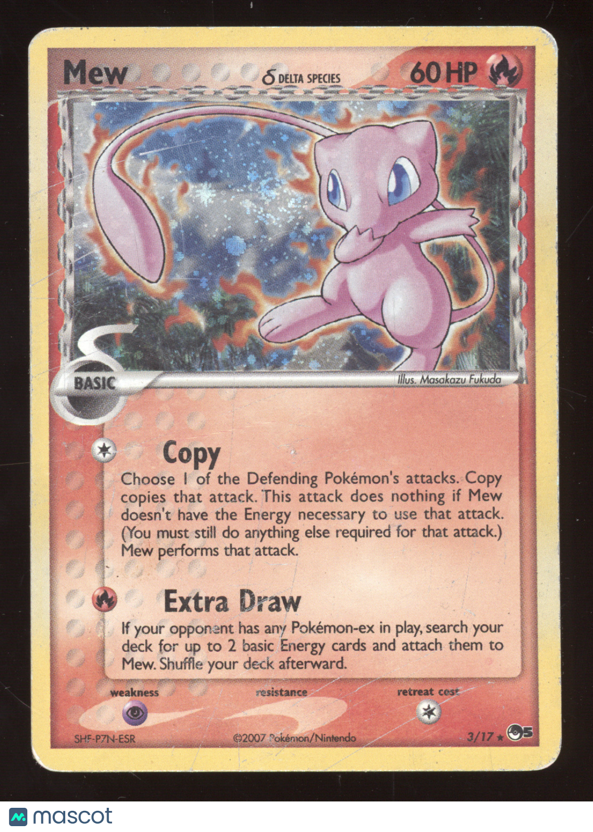 2007 POP Series 5 Mew (Upside Down Back Error) Cosmos Holo Rare #3/17