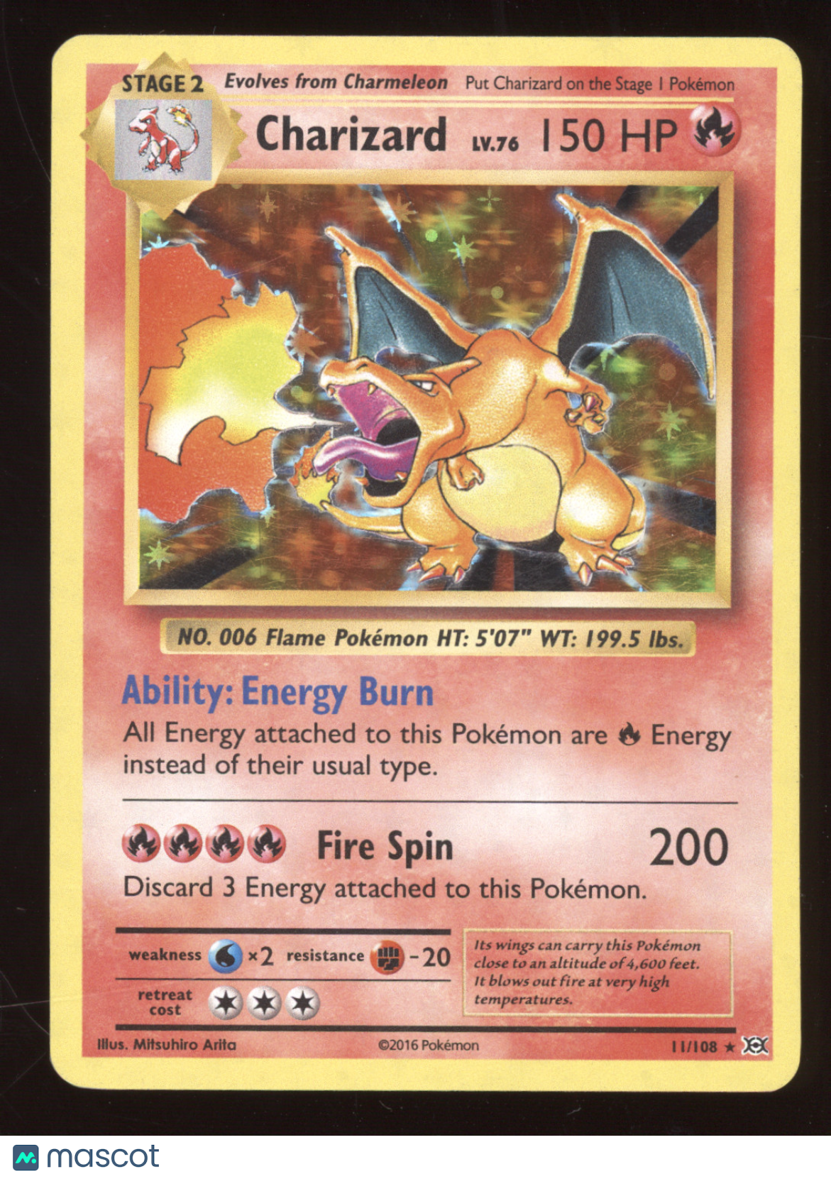 2016 XY Evolutions Charizard Holo Rare #11/108