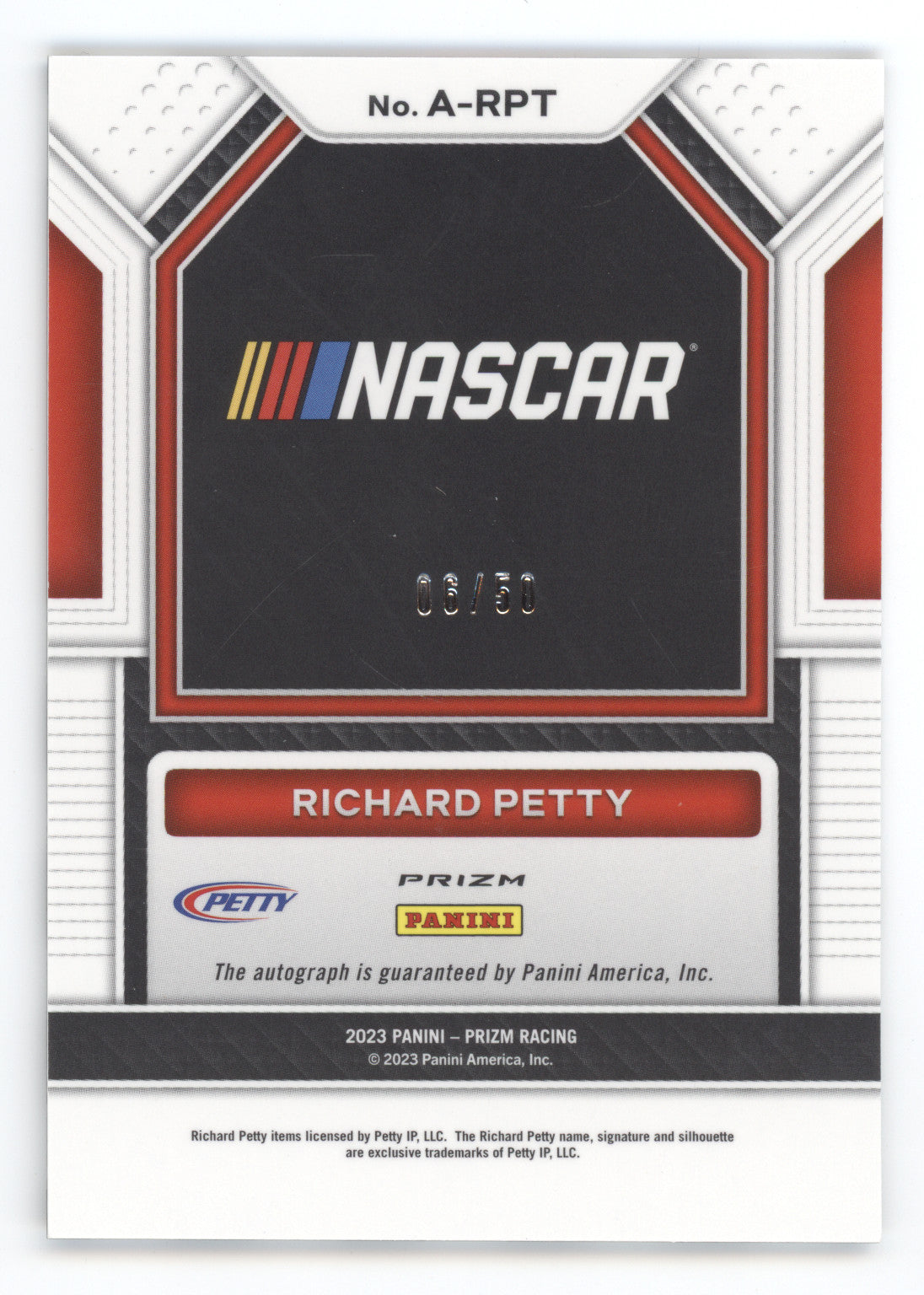2023 Panini Prizm Racing Autographs Richard Petty #A-RPT 06/50