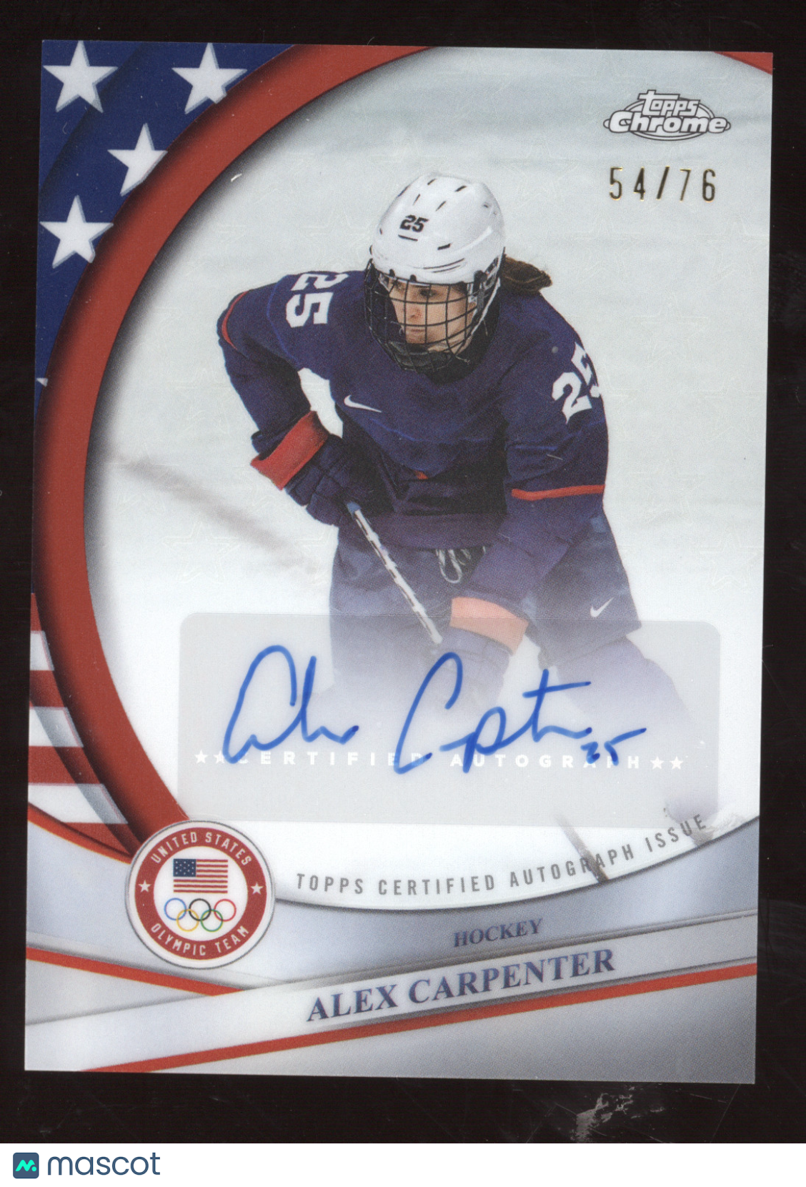 2026 Topps Chrome U.S. Olympics Alex Carpenter #BCA-ACA USA Flag 54/76