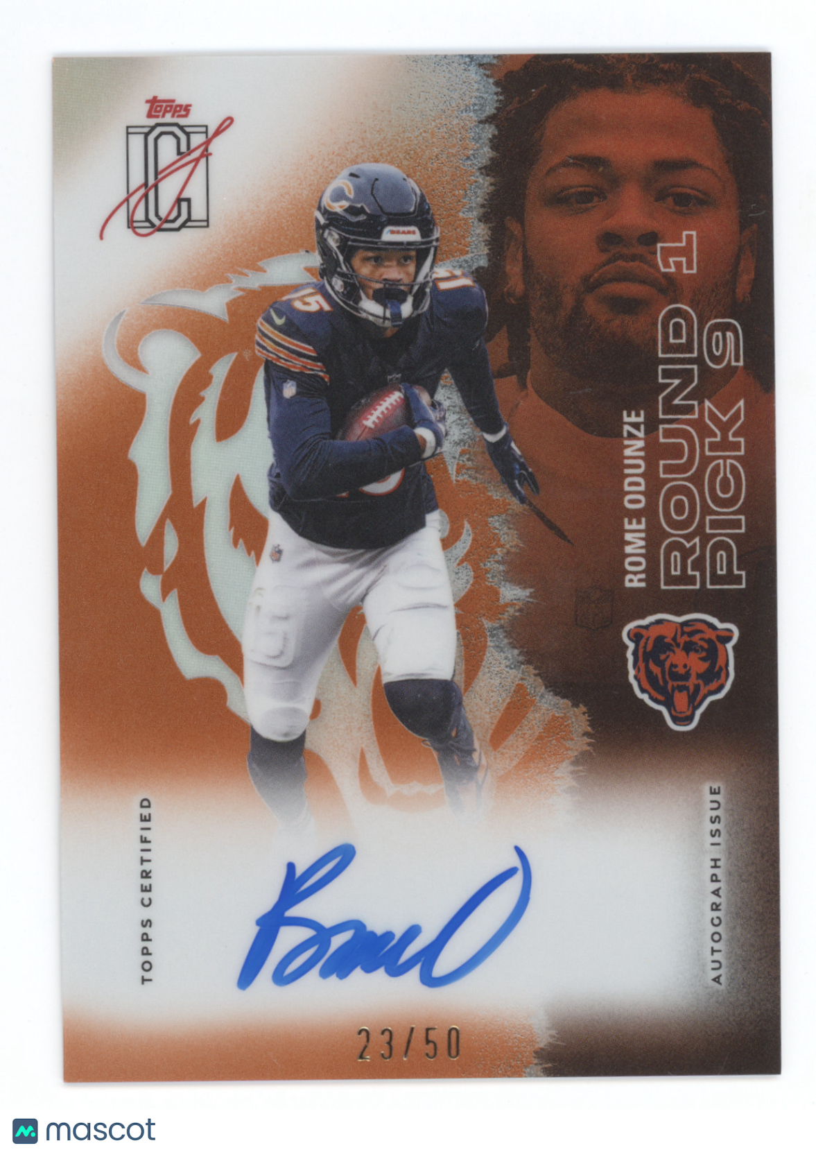 2025 Topps Signature Class Autographs Rome Odunze #10 Orange 23/50