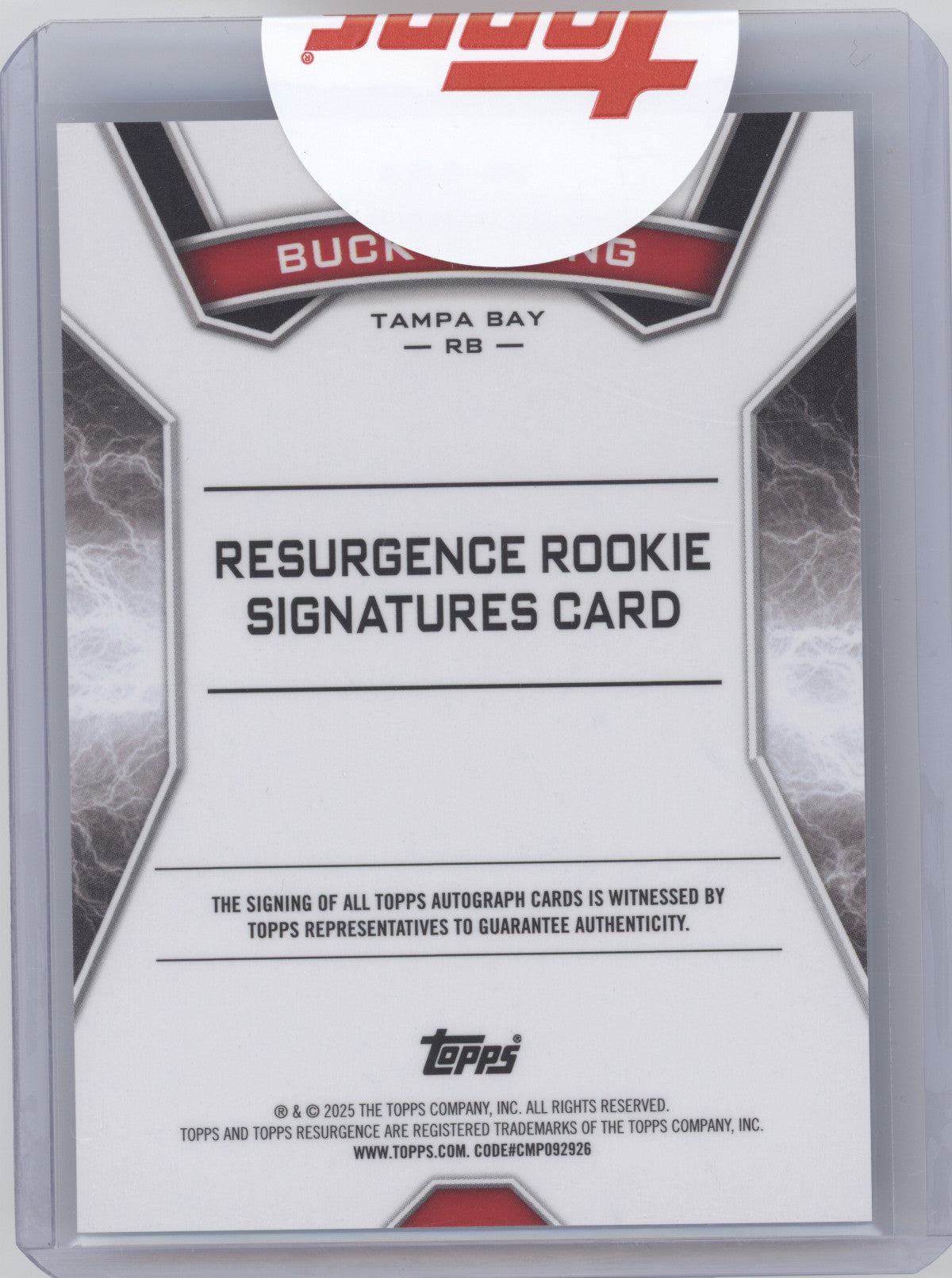 2025 Topps Resurgence Bucky Irving #RRS-BI Rookie Signature RC