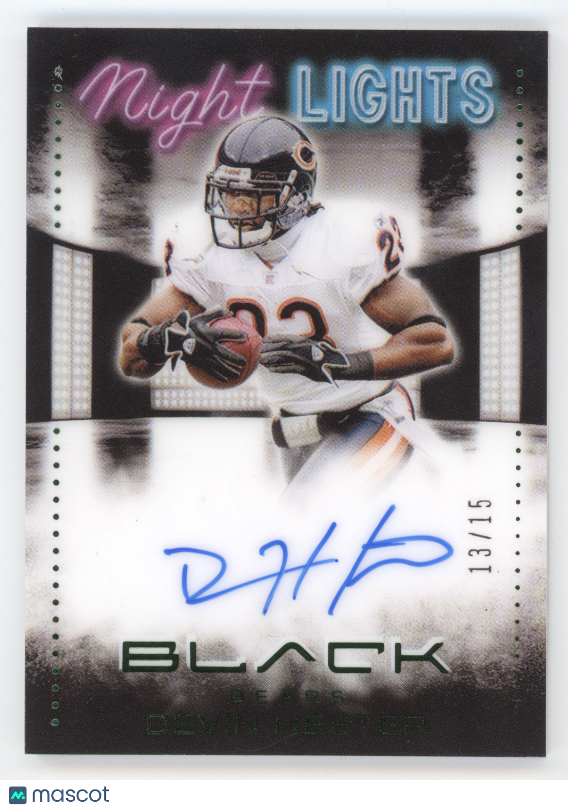 2025 Panini Black Night Lights Signatures Devin Hester #NLS-DHE Emerald 13/15