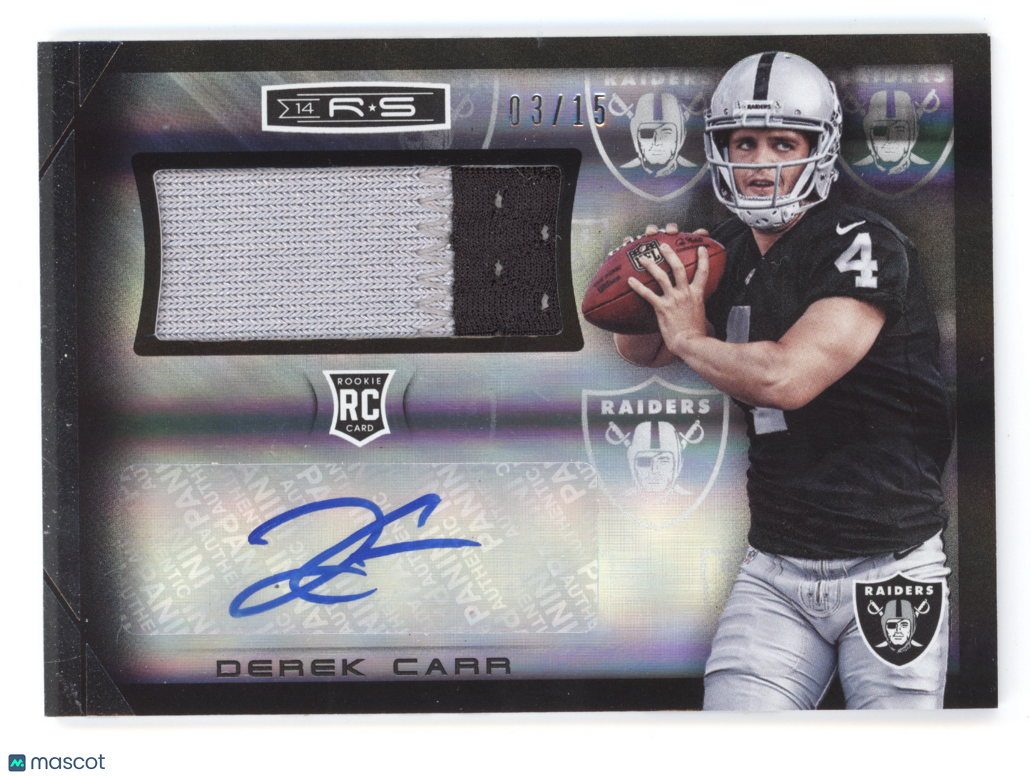 2014 Panini Rookies and Stars Derek Carr #RM-DC Rookie Material Signatures 03/15