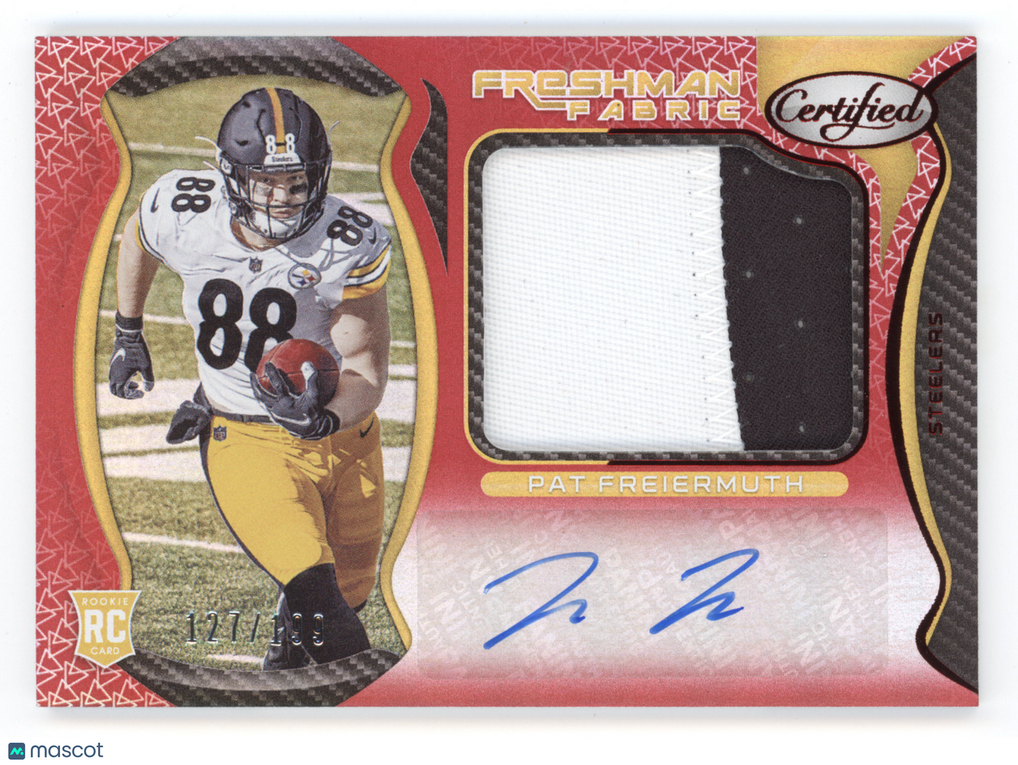 2021 Panini Certified Freshman Fabric Pat Freiermuth #232 Signature Red 127/199