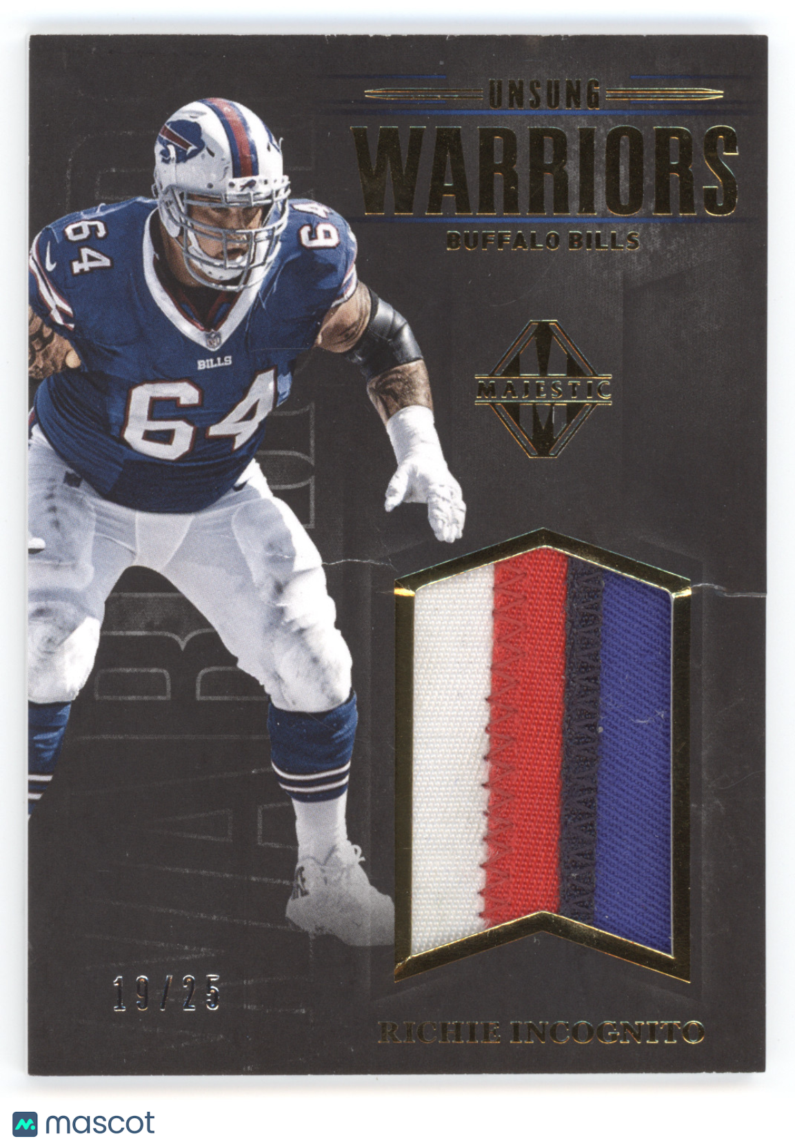 2018 Panini Majestic Unsung Warriors Richie Incognito Game-Used Material 19/25