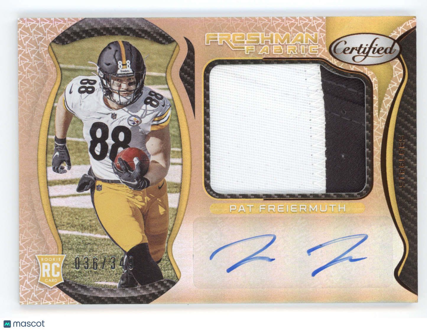 2021 Panini Certified Freshman Fabric Pat Freiermuth #232 Sig. Bronze 036/349