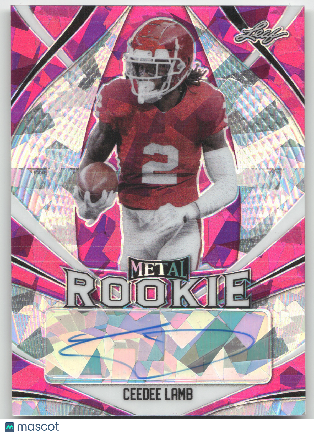 2020 Leaf Metal Draft Autographs CeeDee Lamb #MR-CDL Pink Crystal 3/7