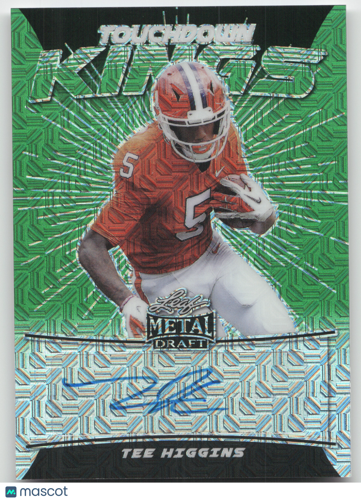 2020 Leaf Metal Draft Touchdown Kings Tee Higgins #TK-TH1 Green Mojo 4/4