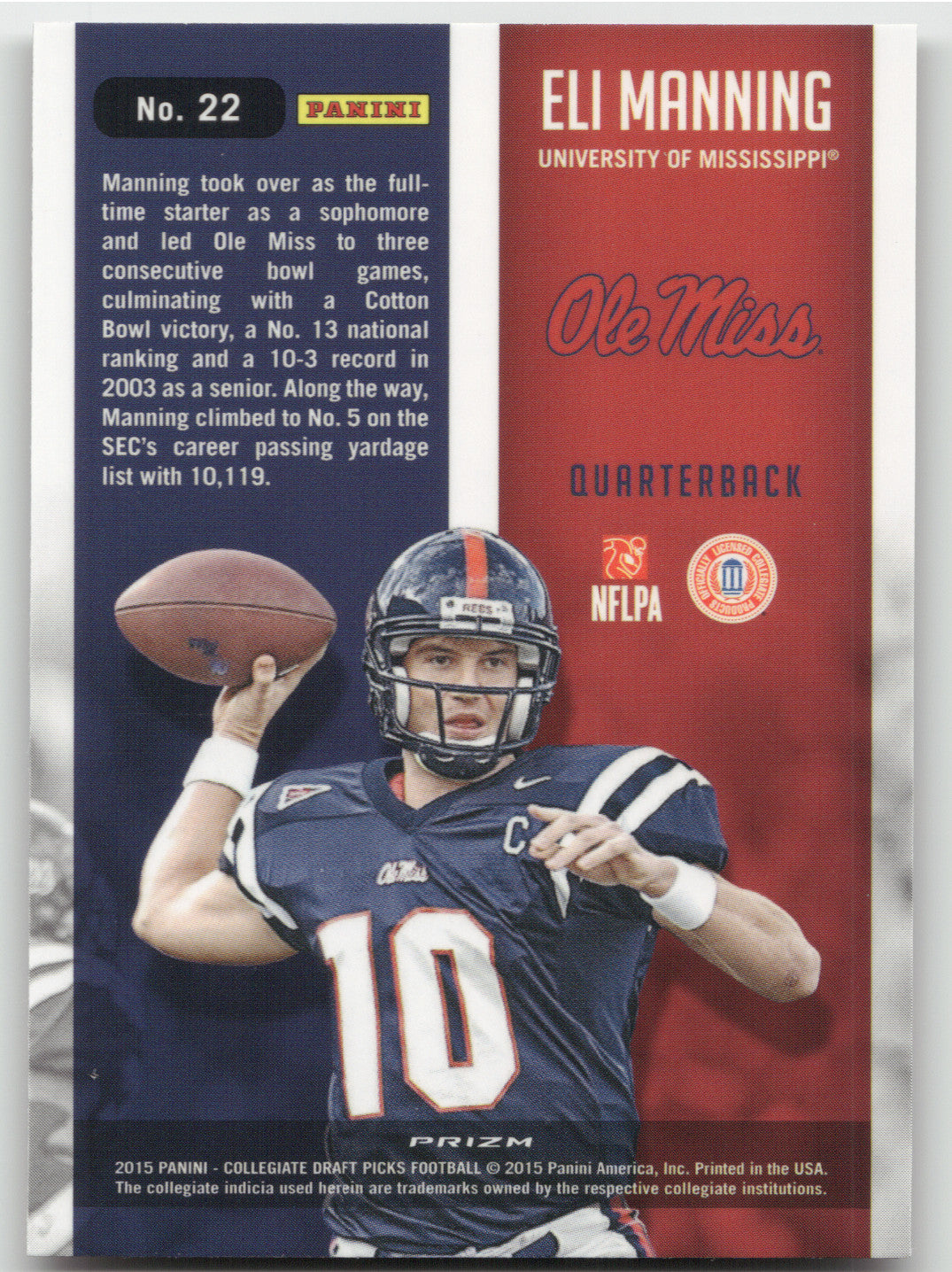 2015 Panini Prizm Collegiate Draft Picks Eli Manning #22 Stained Glass