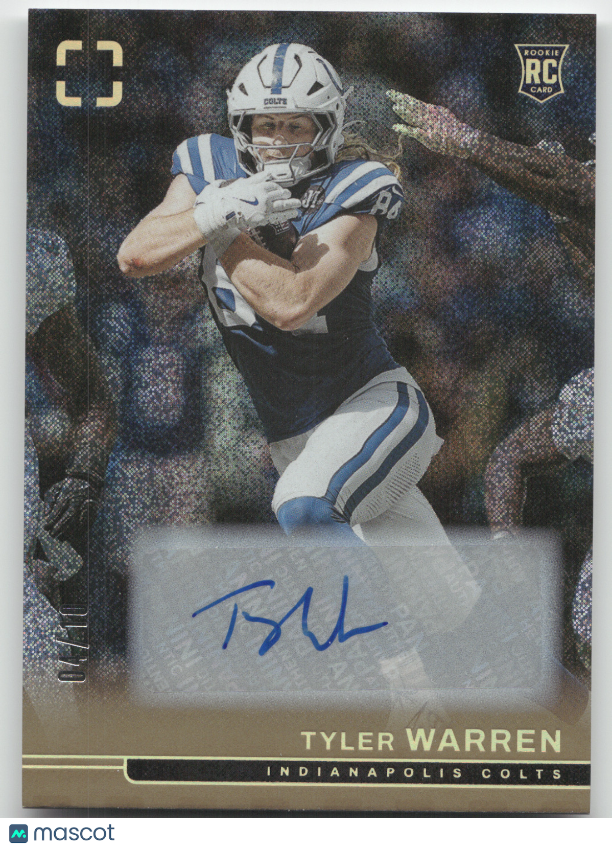 2025 Panini Photogenic Football Tyler Warren #128 Gold Rookie Autograph RC 04/10
