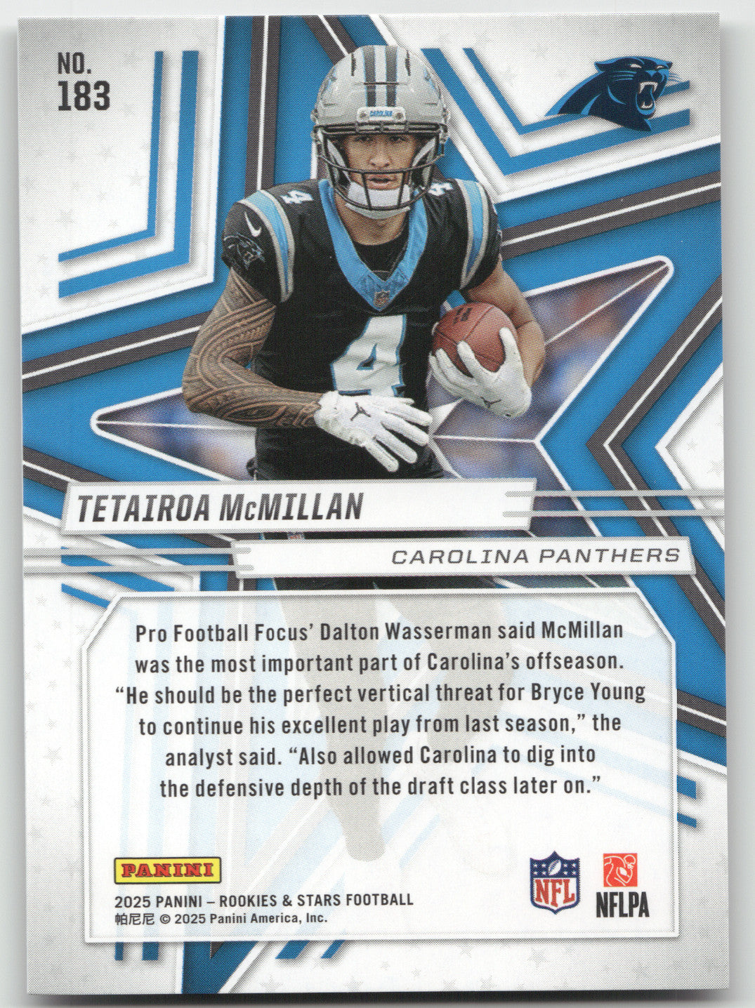 2025 Panini Rookies & Stars Tetairoa McMillan #183 Rookie Signature RC