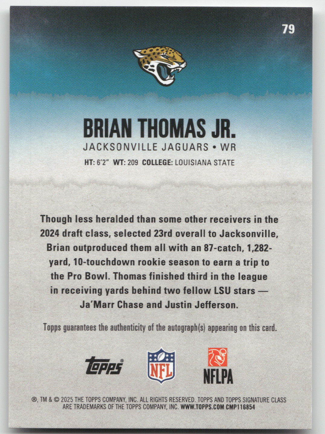 2025 Topps Signature Class Brian Thomas Jr. #79 Veteran Autograph