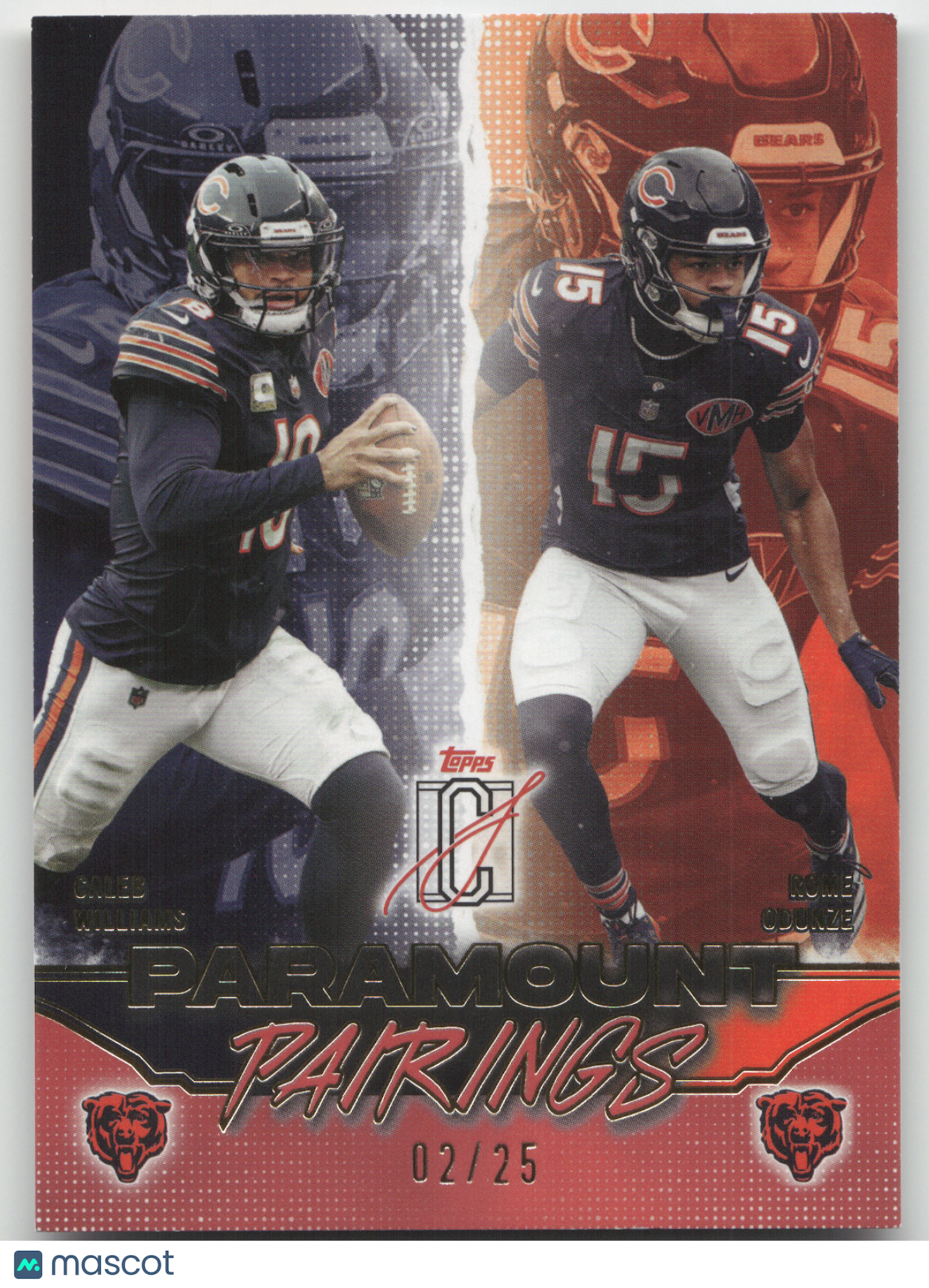 2025 Topps Signature Class Paramount Pairings C.Williams/Odunze #PP-1 Red 02/25