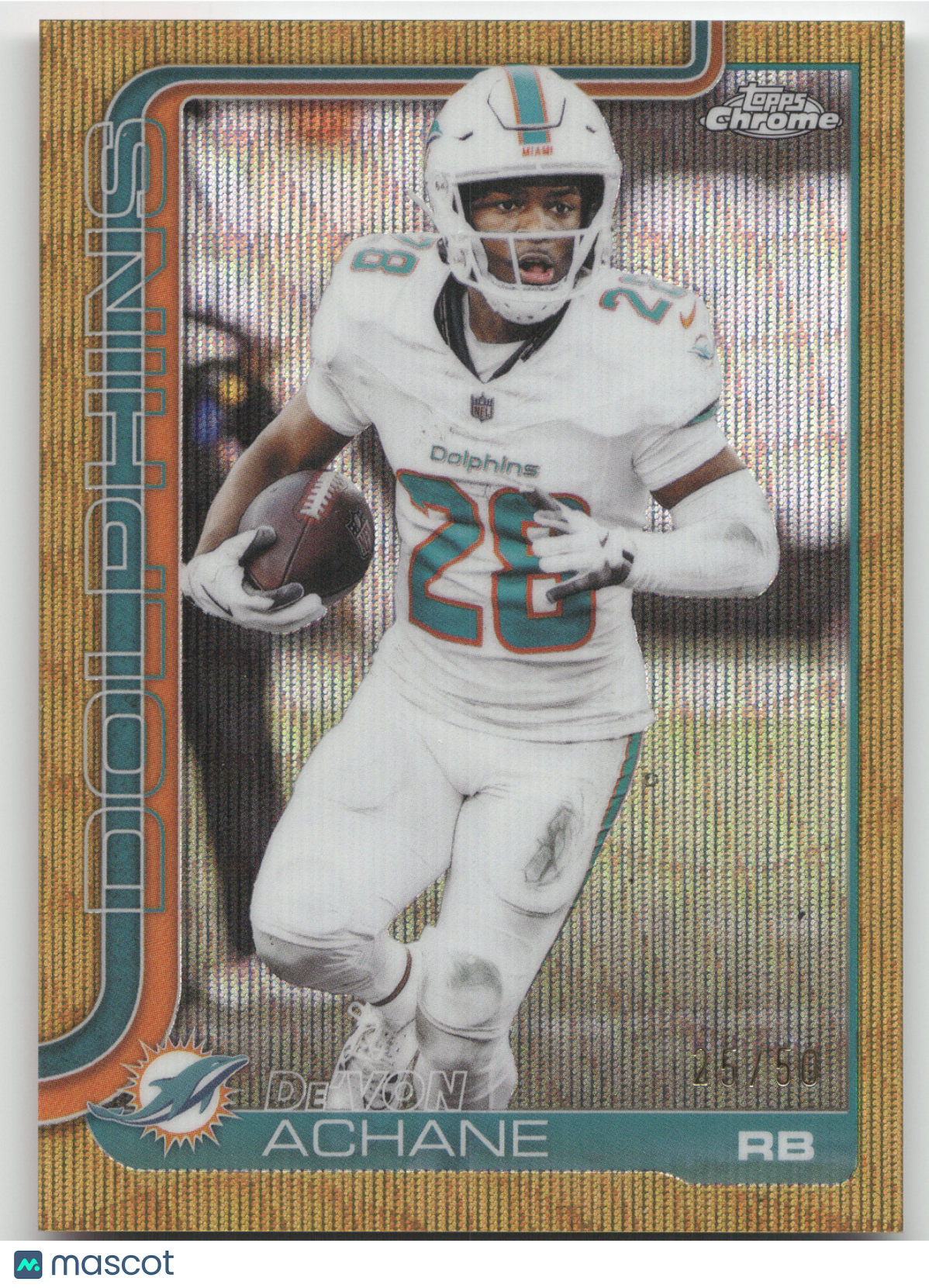 2025 Topps Chrome De'Von Achane #188 Gold Wave 25/50