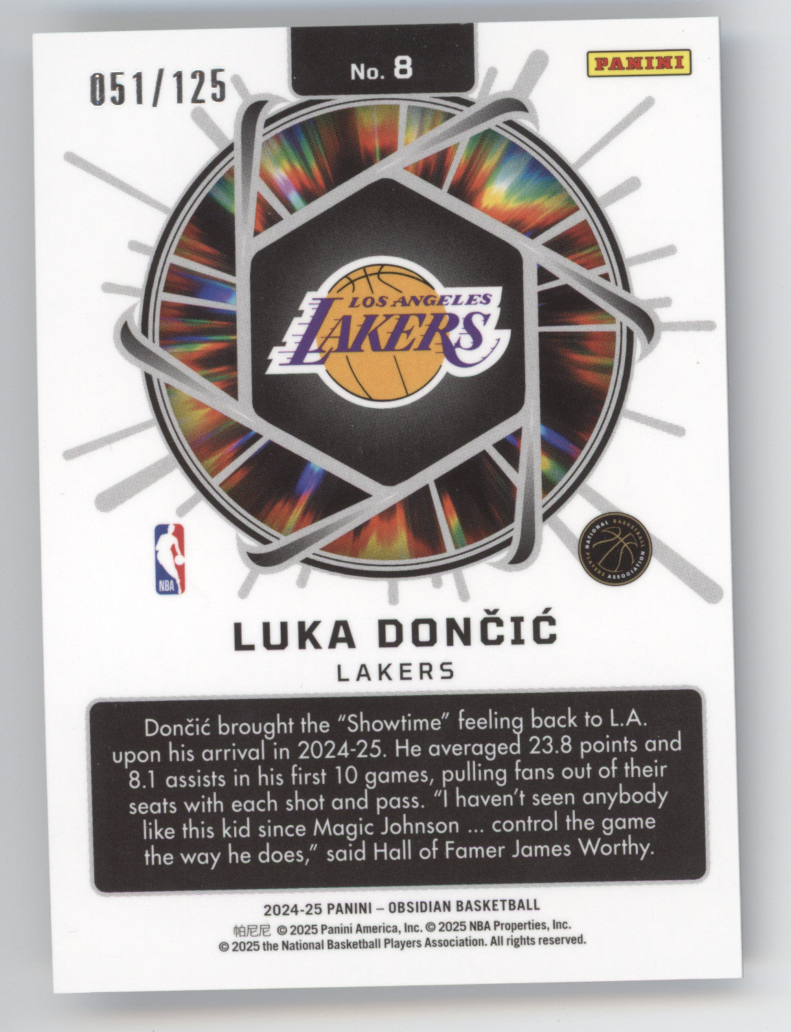 2024 Panini Obsidian Supernova Luka Dončić #8 051/125