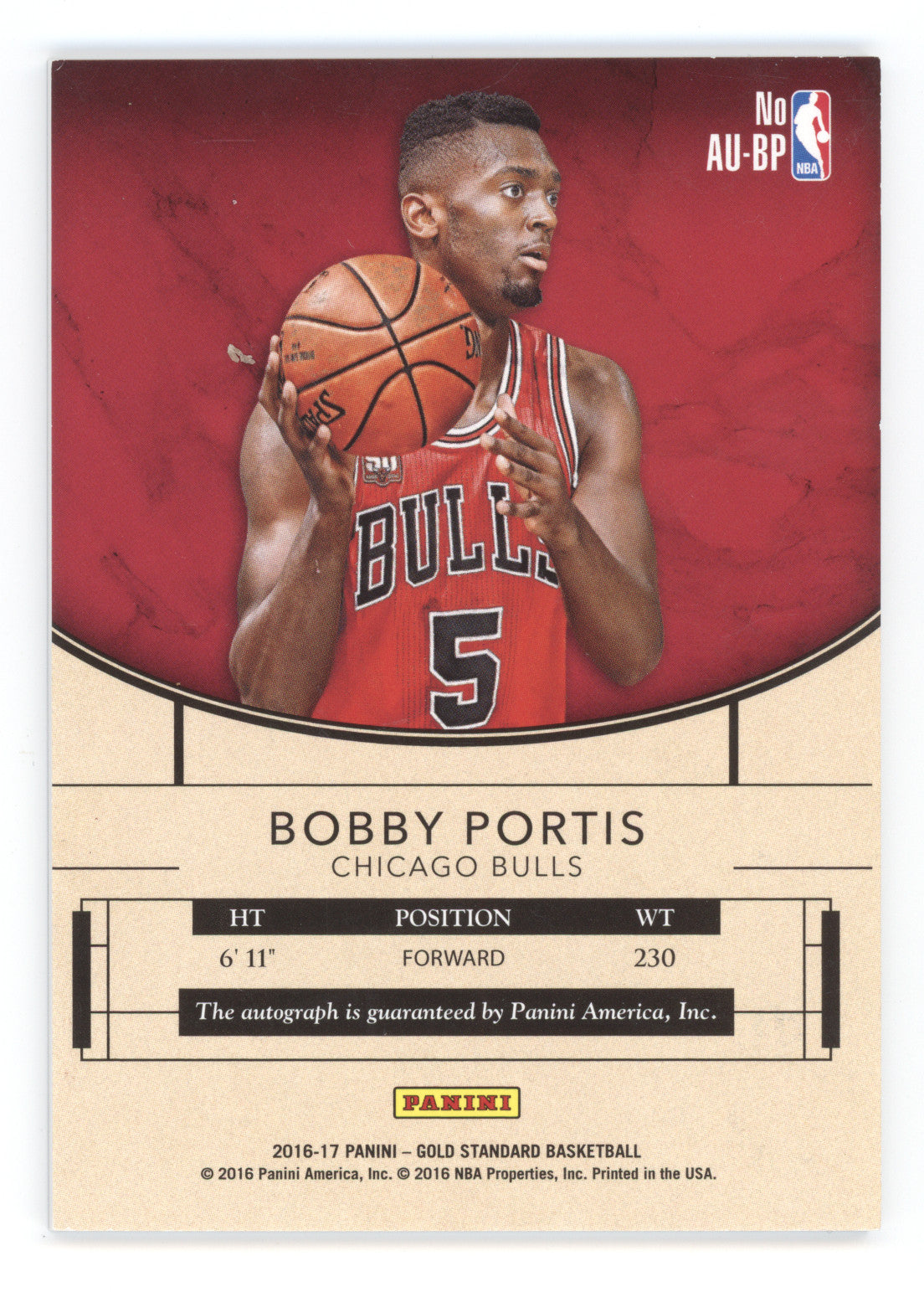 2016 Panini Gold Standard Autographs Bobby Portis #AU-BP 37/79