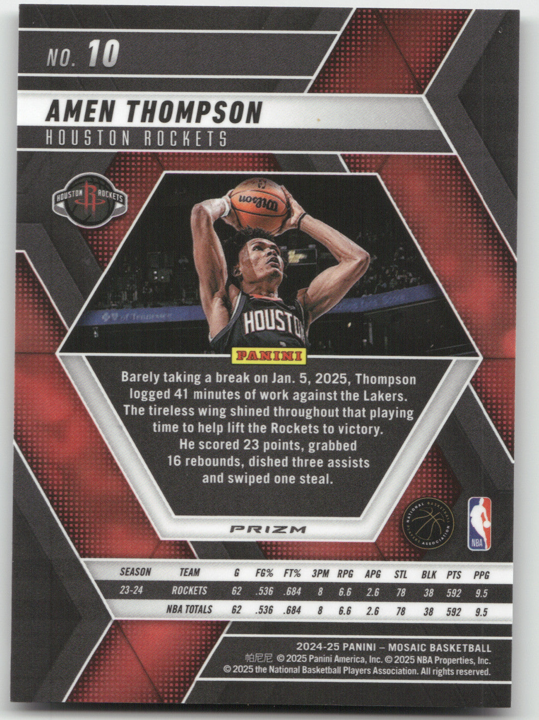 2024 Panini Mosaic Amen Thompson #10 Genesis