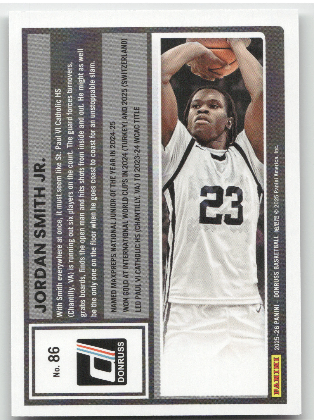 2025 Panini Donruss Basketball Jordan Smith Jr. #86 Cloud 06/25