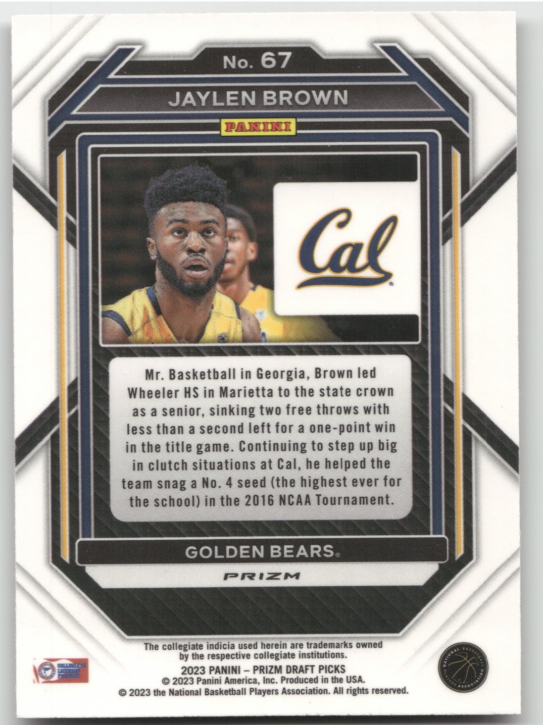 2023 Panini Prizm Draft Picks Jaylen Brown #67 Tiger Stripe