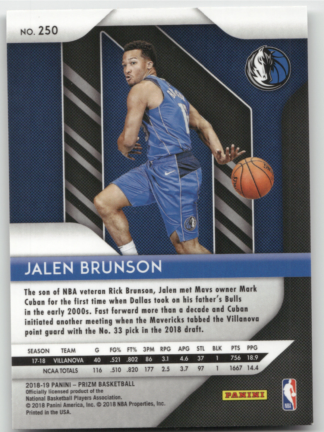 2018 Panini Prizm Jalen Brunson #250 RC